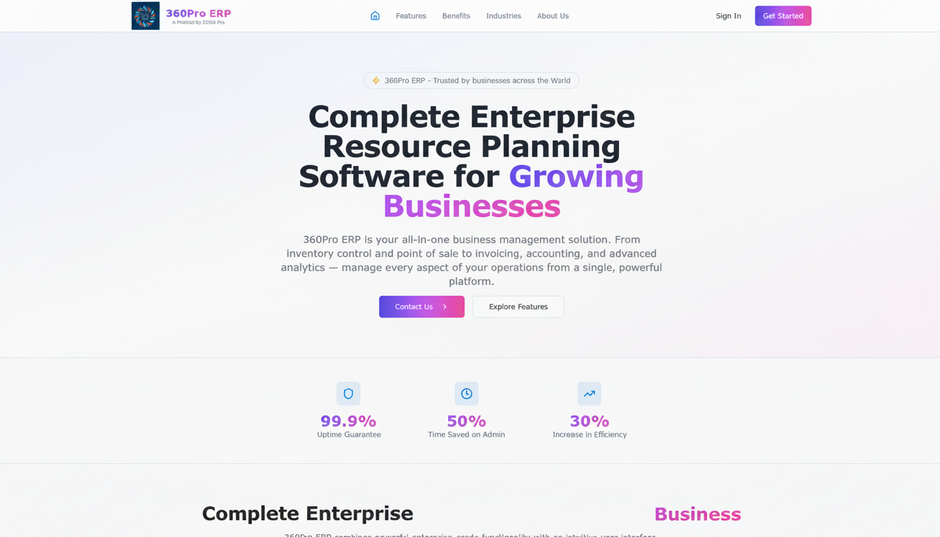 360Pro ERP — Cloud SaaS ERP for POS, Inventory & Invoicing